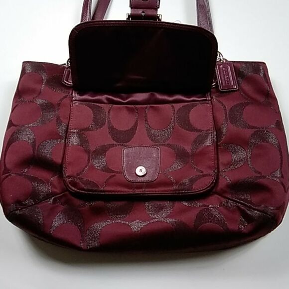 VTG,COACH SIGNATURE LUREX #F1382-F26246 BURGUNDY METALLIC COLOR WOMEN BAG #26246 - Picture 5 of 15
